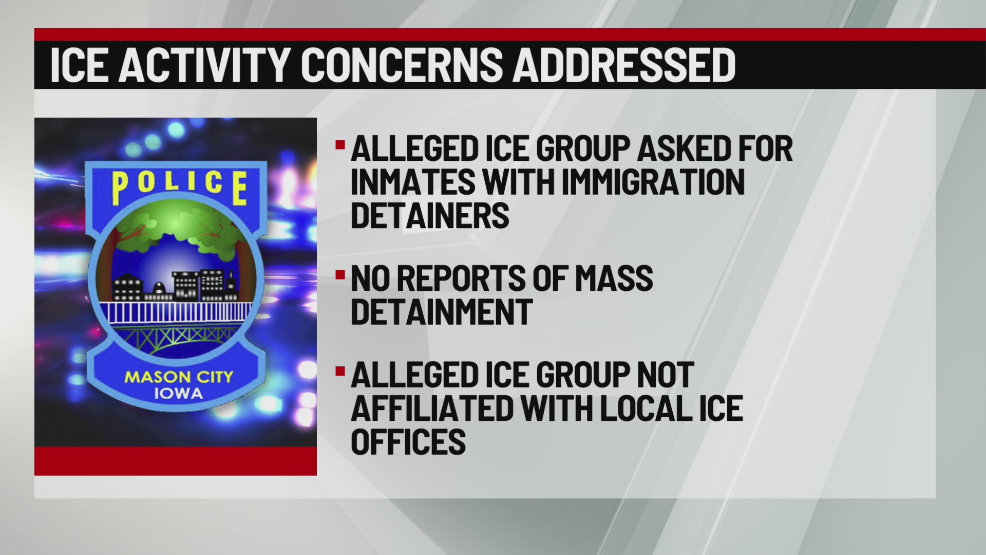Mason City PD addresses reported ICE activity in Cerro Gordo County