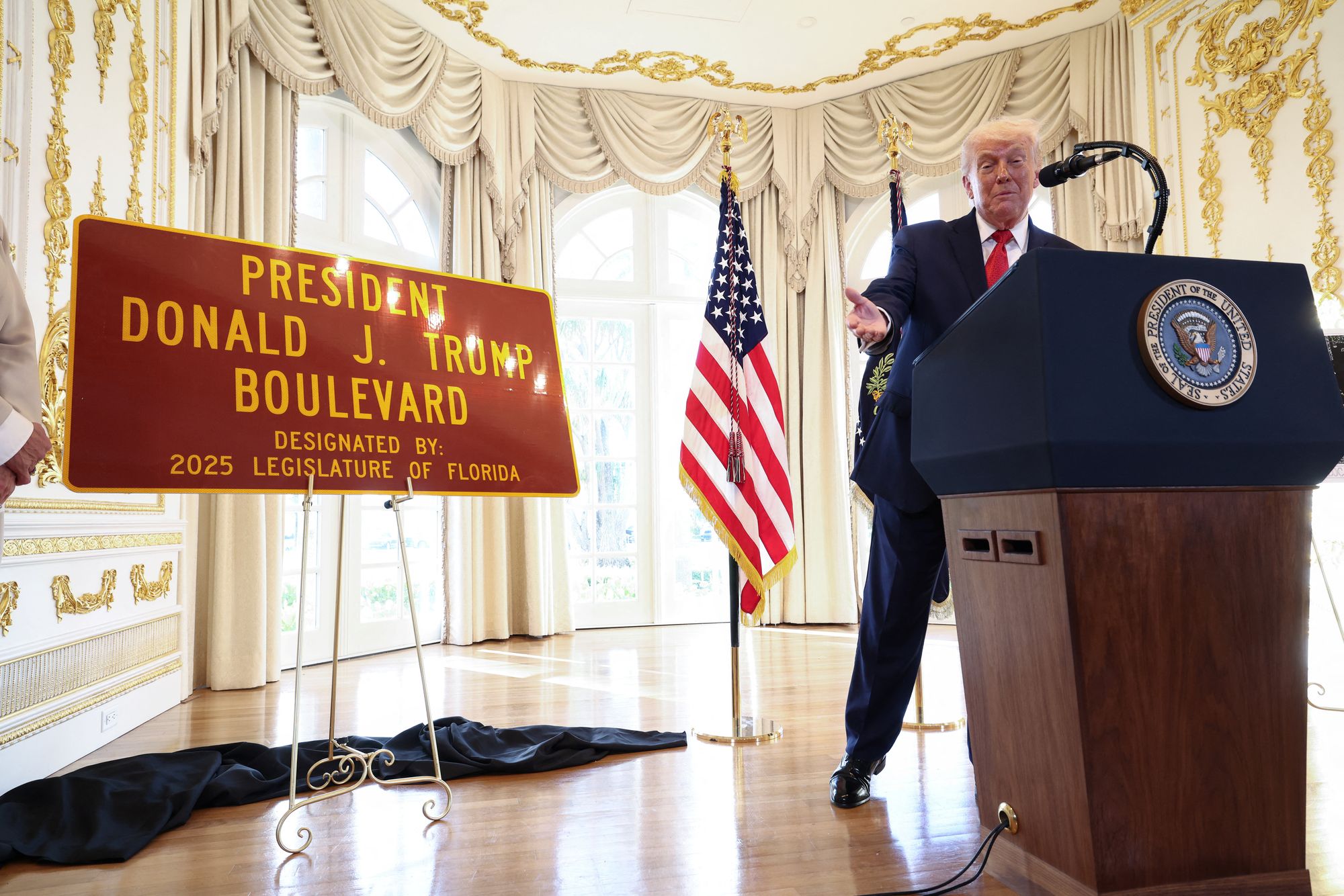 Trump takes victory lap at Florida boulevard renaming ceremony