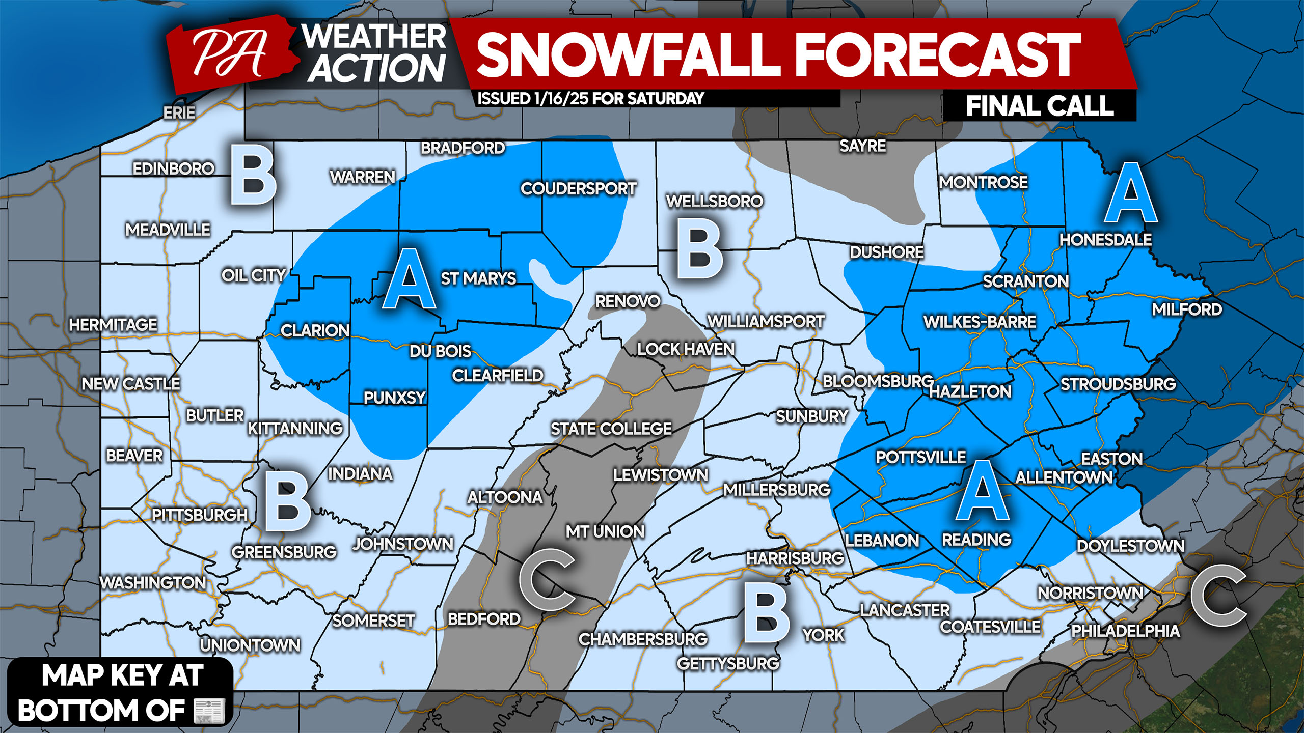 Final call snowfall forecast for Saturday's surprise snow