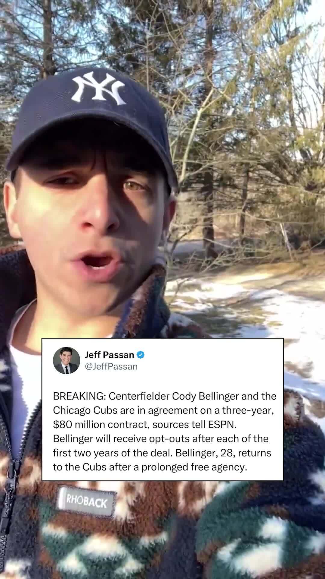 Cody Bellinger signs with the Cubs reaction<br>