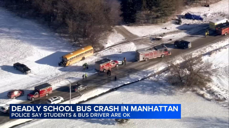24-year-old driver killed in head-on crash with school bus in Manhattan ...