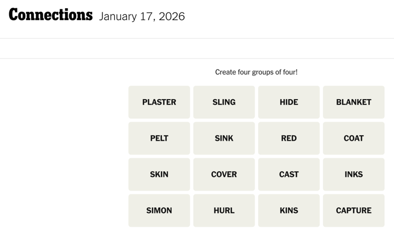 NYT ‘Connections’ hints, clues and answers today, Saturday, January 17 ...