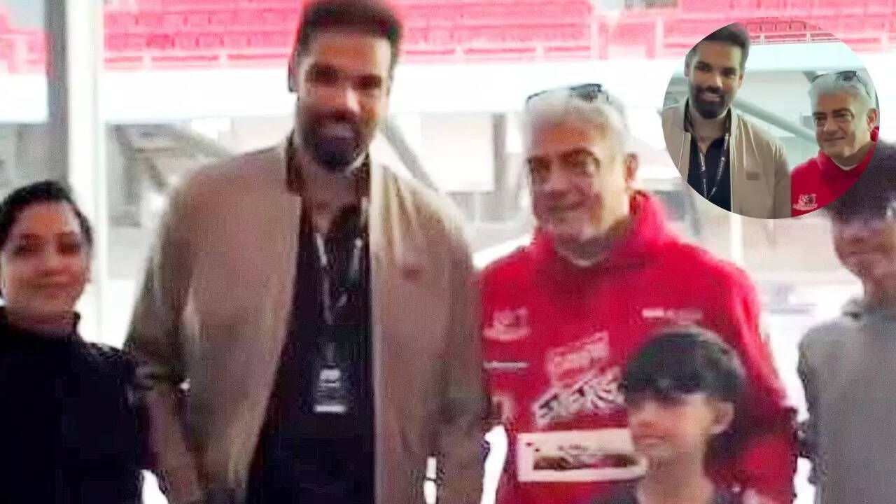 Sathyaraj's son Sibi Sathyaraj meets Ajith Kumar at Dubai racing event ...