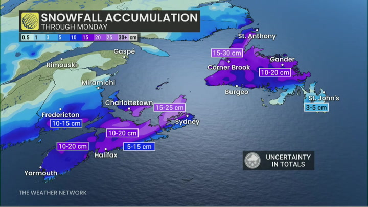 Significant snowfall and wintry mix for Atlantic Canada