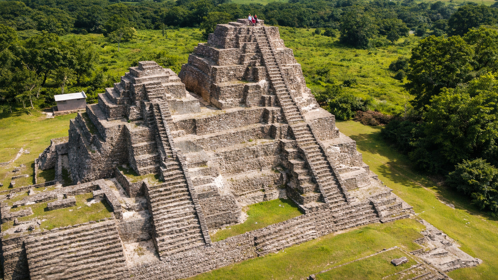 Ancient Mayan pyramid in Mexican jungle