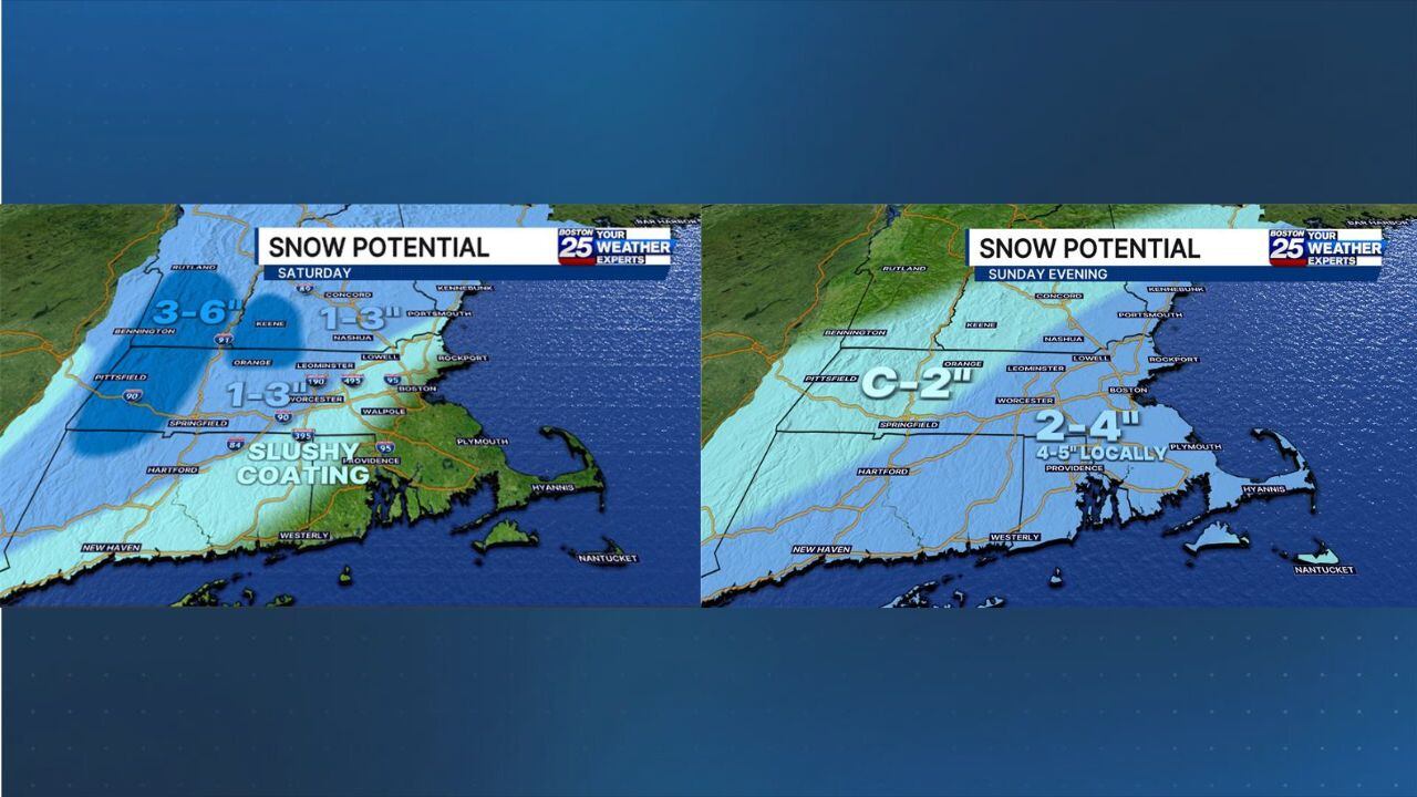 New snow maps show updated chances for 2 snowstorms this weekend