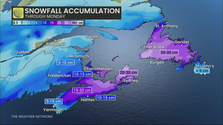 30+ cm of snow and 100 km/h winds for Atlantic Canada