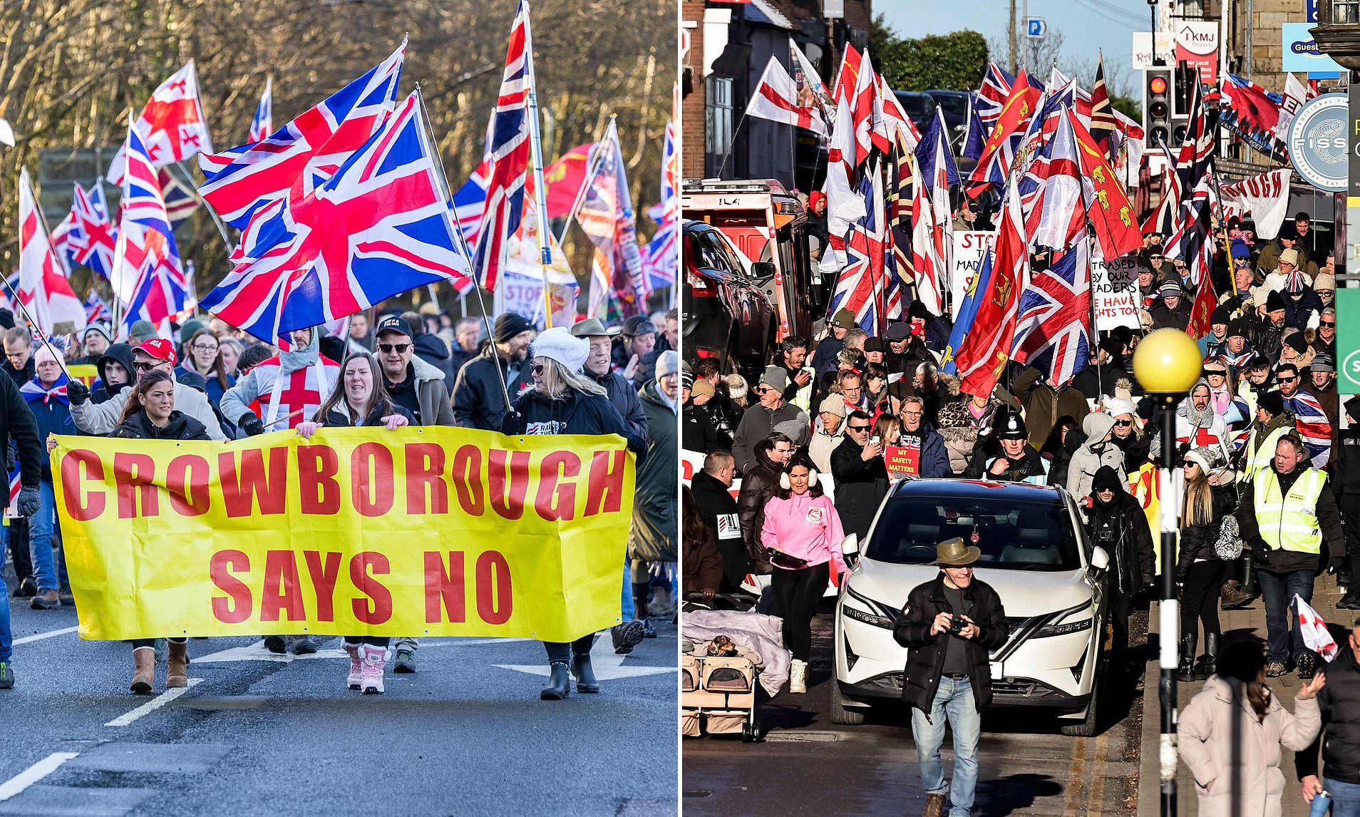 Protesters come face to face with police as hundreds march against bid ...