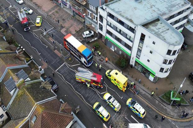Man taken to hospital with serious injuries following collision with bus