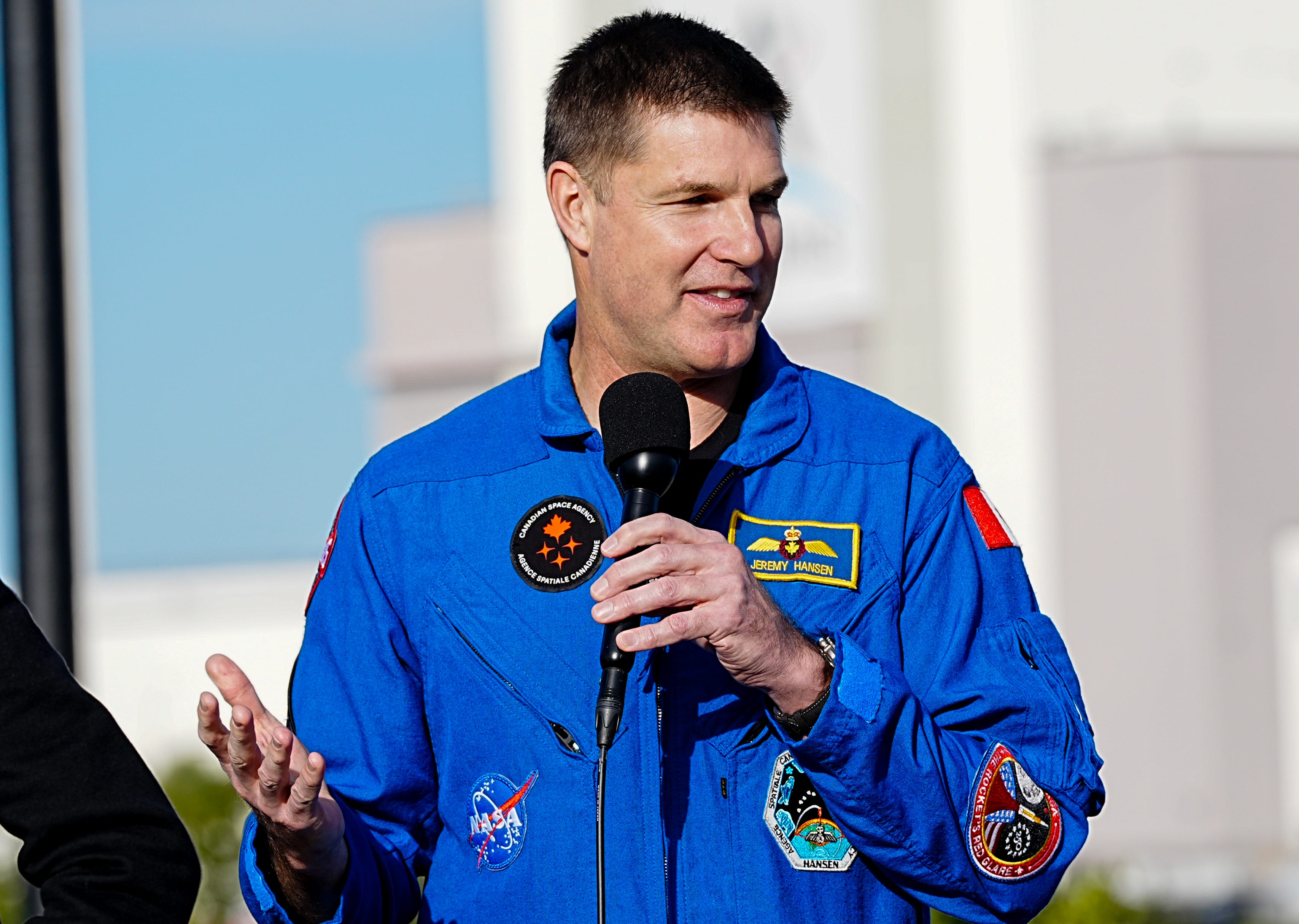 Artemis II Mission Specialist Jeremy Hansen answers questions during a press conference at Kennedy Space Center, FL January 17, 2026. The Artemis II crew is tentatively scheduled to launch in early February. Craig Bailey/FLORIDA TODAY via USA TODAY NETWORK