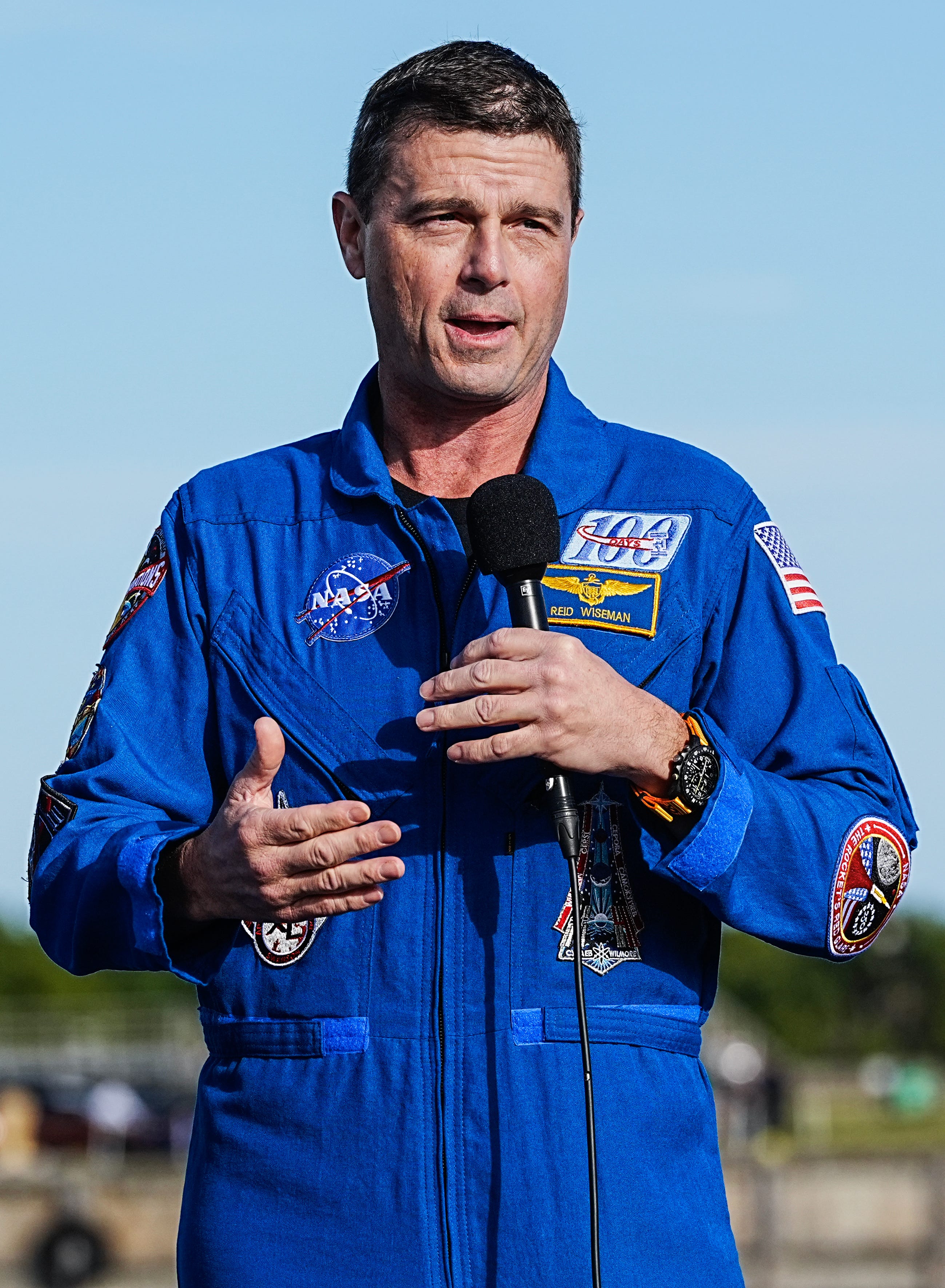 Artemis II Commander Reid Wiseman answers questions during a press conference at Kennedy Space Center, FL January 17, 2026. The Artemis II crew is tentatively scheduled to launch in early February. Craig Bailey/FLORIDA TODAY via USA TODAY NETWORK