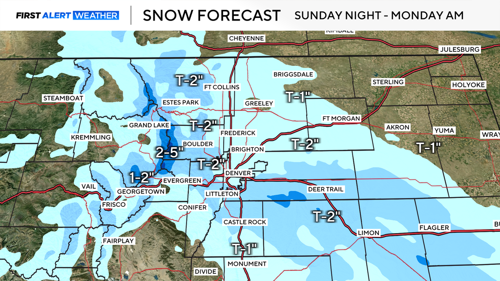 Light snow late Sunday could make for a slick Monday morning commute ...