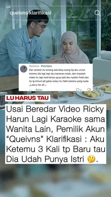 Kronologi Ricky Harun diduga selingkuh dengan LC, berawal dari ...