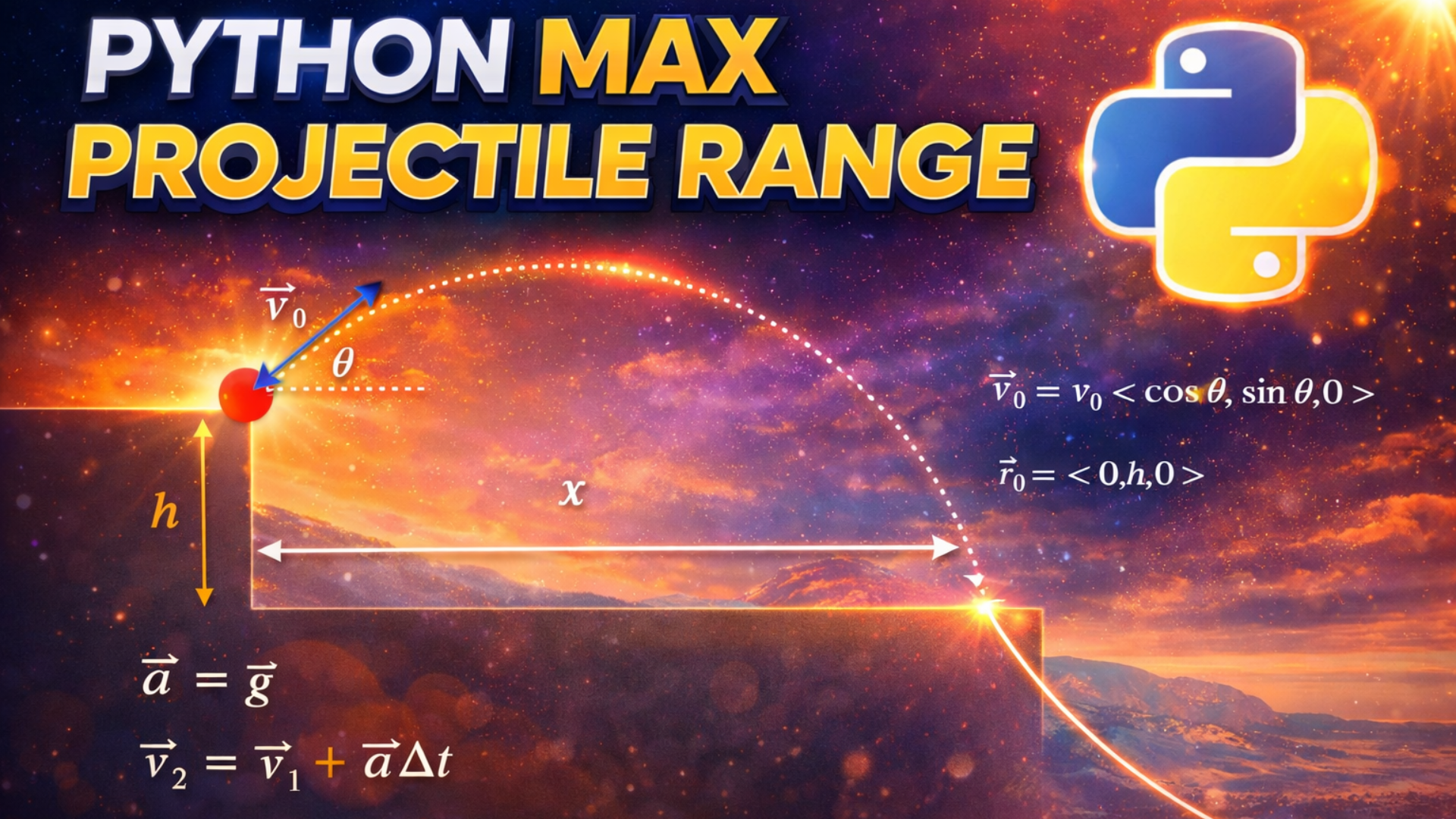 Python tutorial: Calculating maximum projectile range