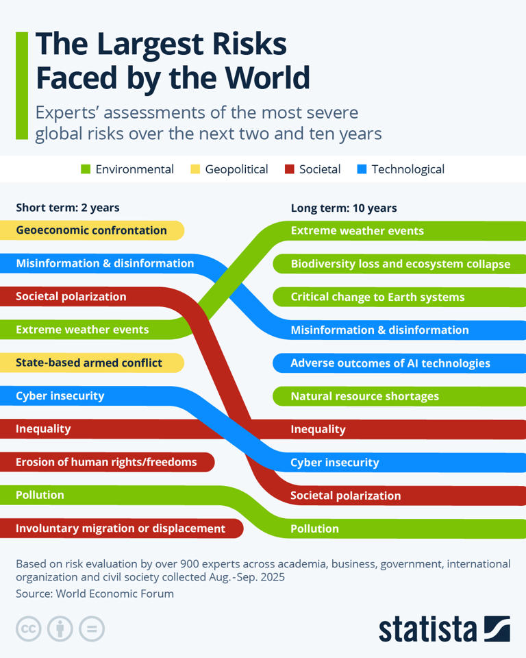 What risks will the world face in the short and long term?