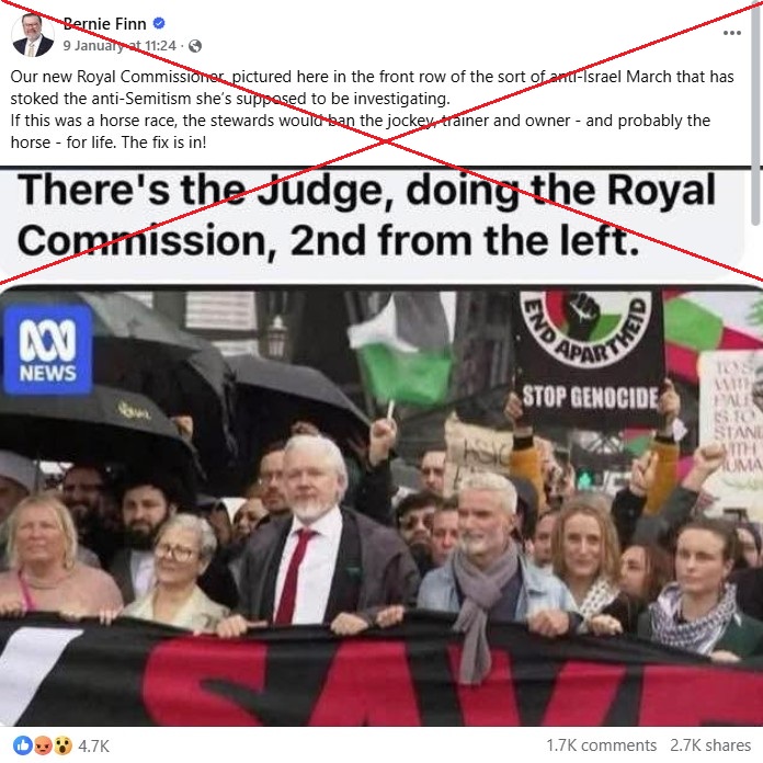 Head of Australia antisemitism probe targeted with miscaptioned photo