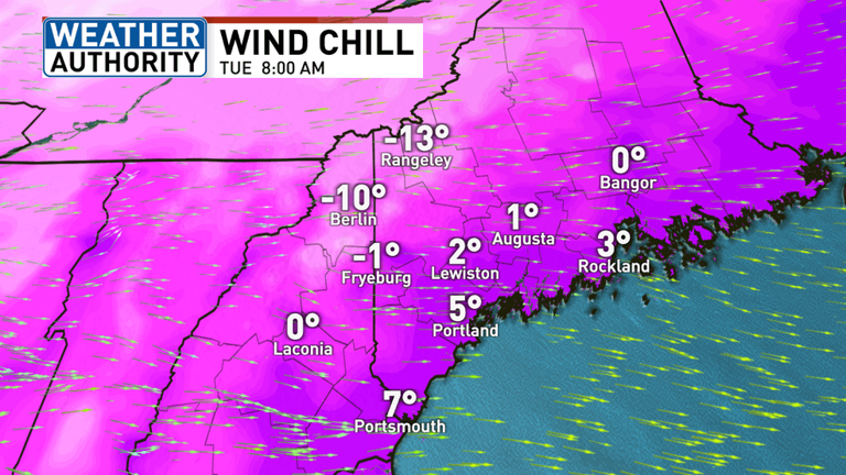 Snow showers on tap for Maine on Monday before coldest air of the ...