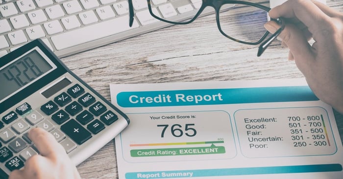 credit report showing score of 765