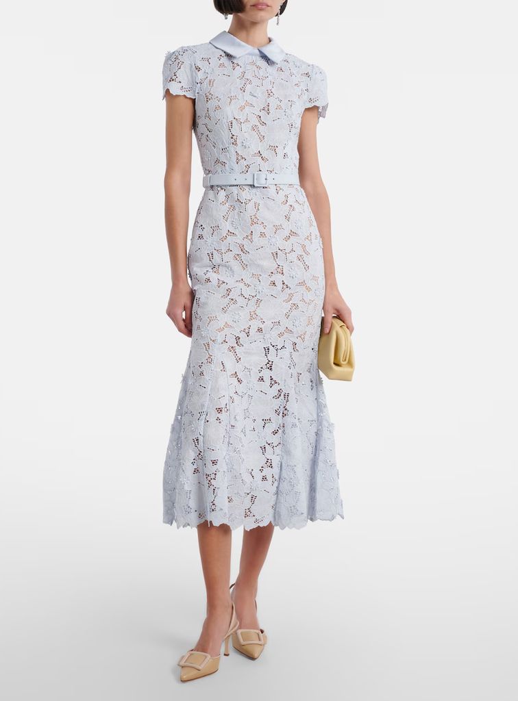 Self-Portrait Floral Guipure Lace Midi Dress