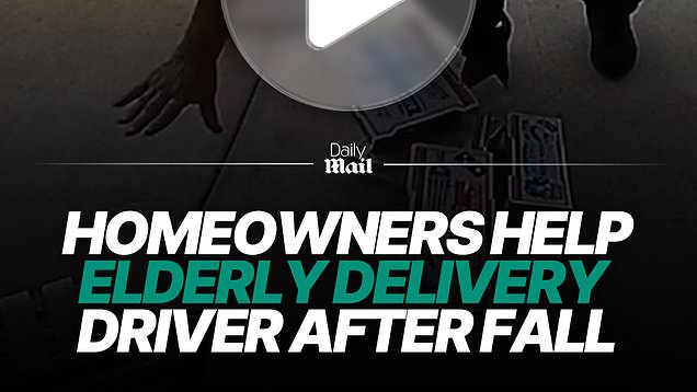 Homeowners rush to help elderly delivery driver after she falls during ...