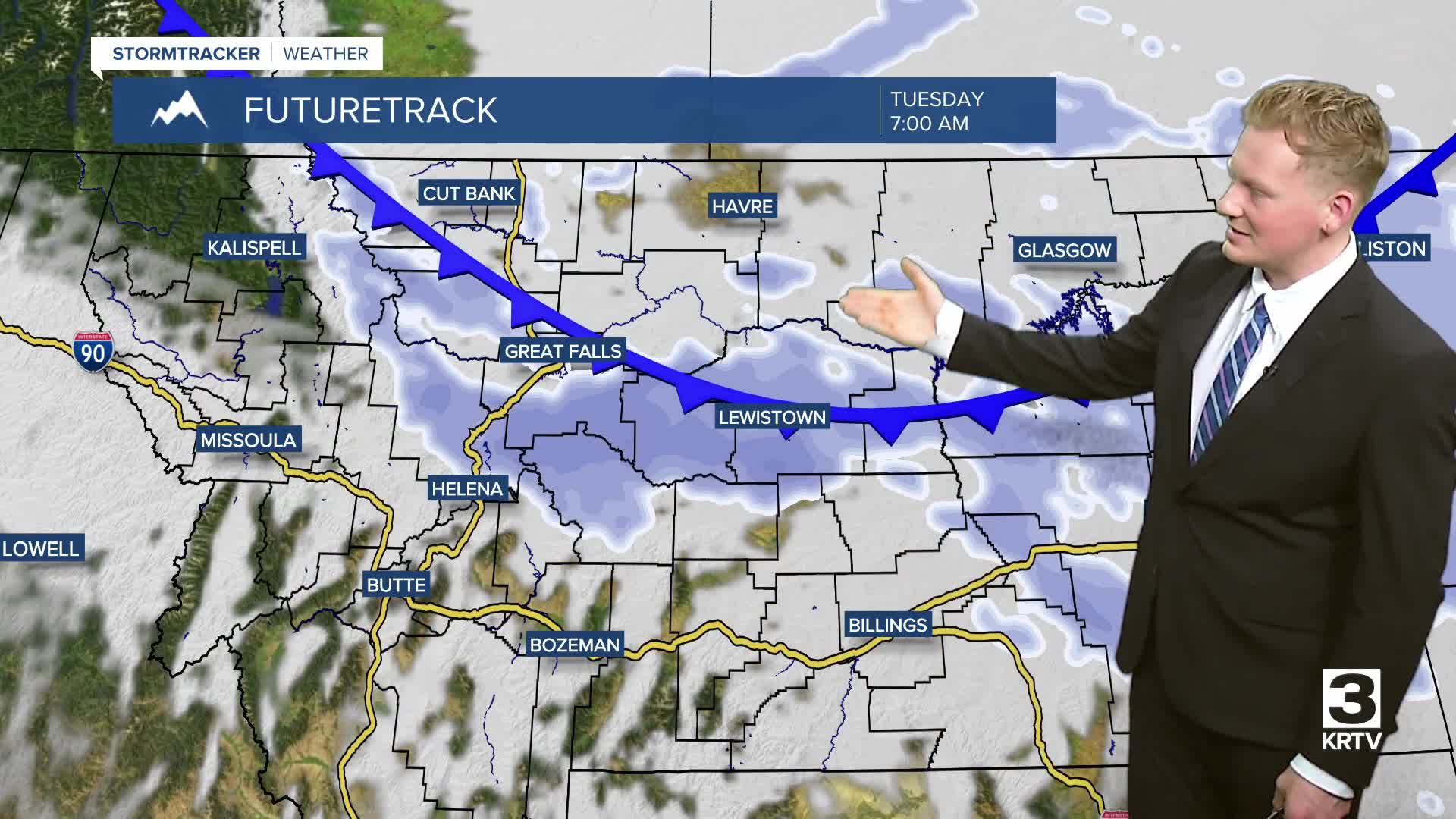 Cold front brings light snow and gusty winds on Tuesday, Monday, January 19