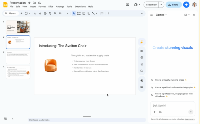 Using Gemini to create pitch decks and market research in Google ...