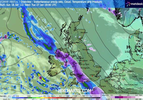 UK weather maps show 500-mile wall of snow in -2C big freeze - 19 ...