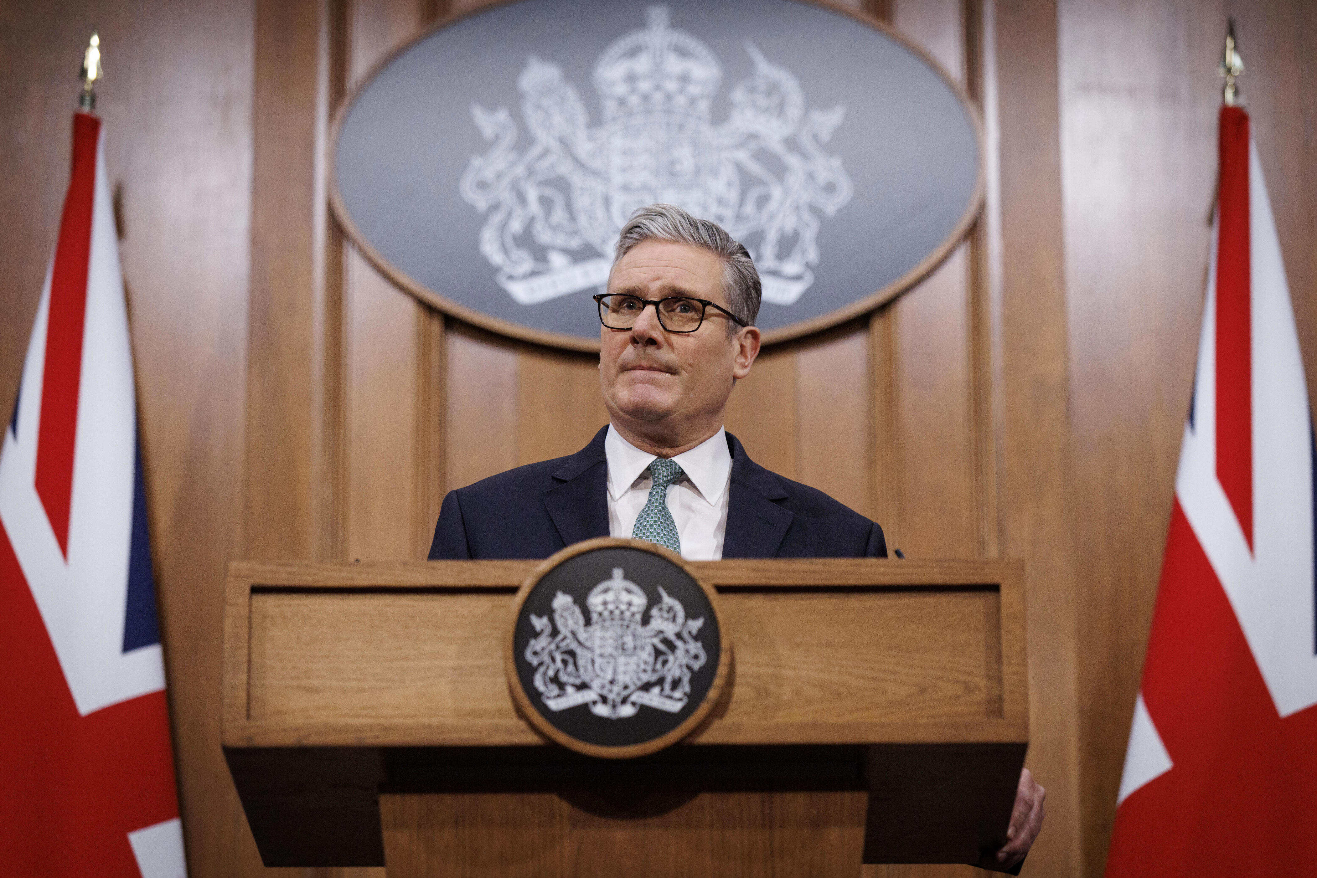 U.K. Prime Minster  Keir Starmer is seen during a news conference in London, England, Jan. 19, 2026. / Credit: Tolga Akmen/EPA/Bloomberg/Getty