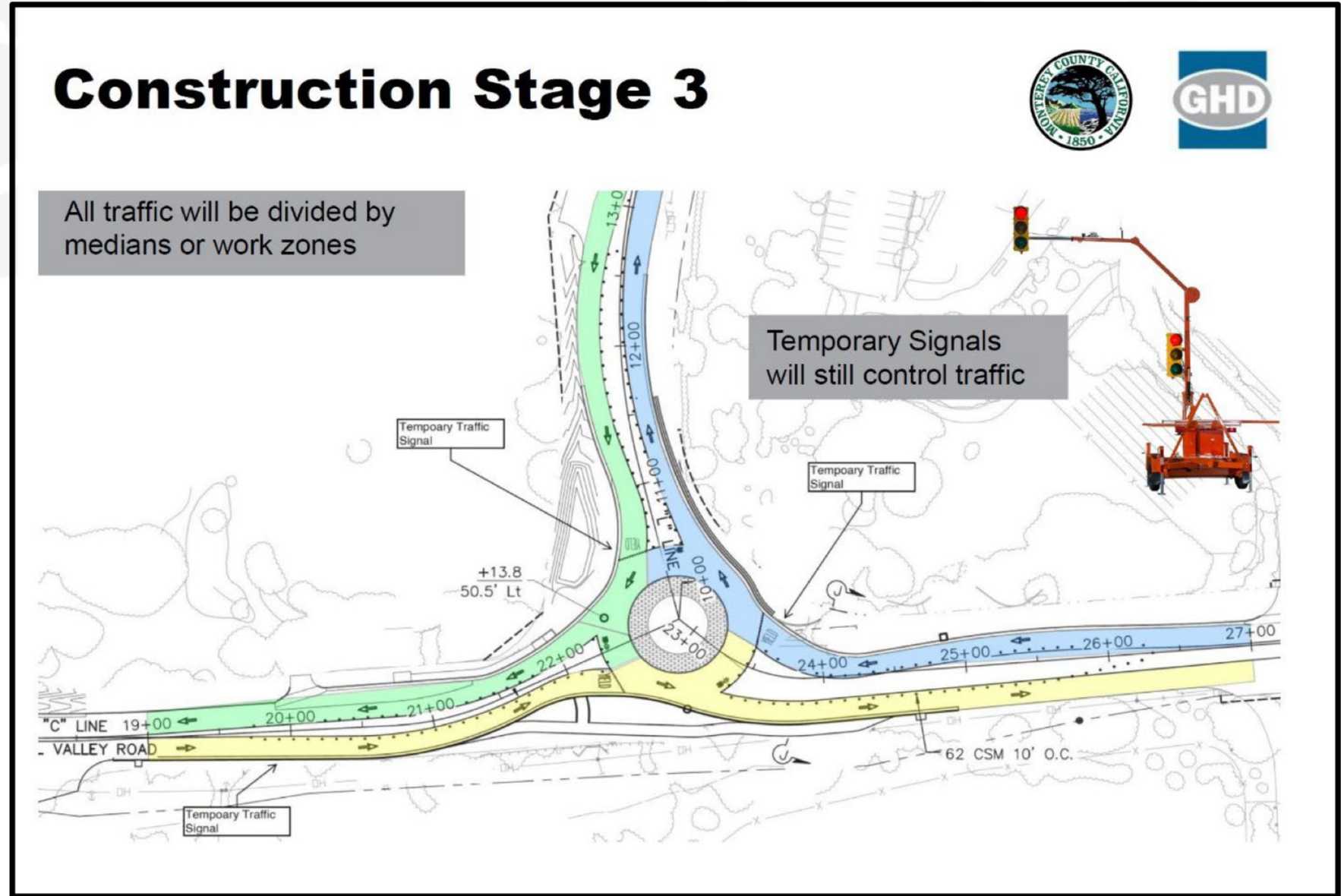 Laureles Grade roundabout set for phase 3 of construction