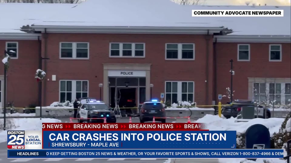 Car slams through front of Shrewsbury police station