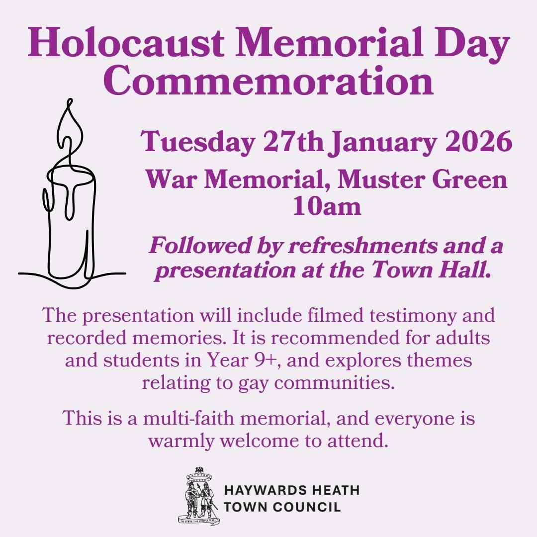 Holocaust Memorial Day commemoration to take place in Haywards Heath