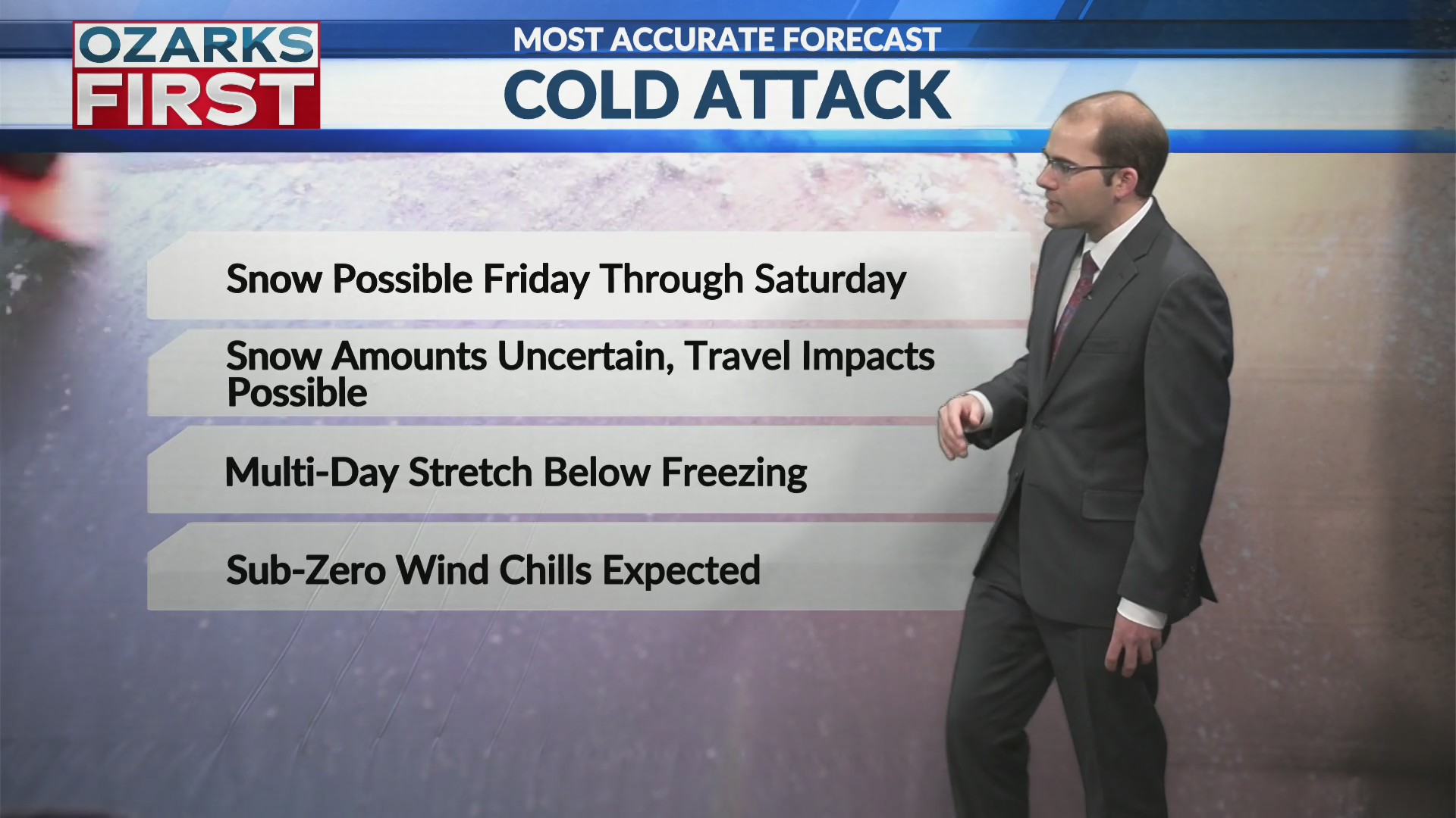 Cold grips the Ozarks with a chance for snow this weekend