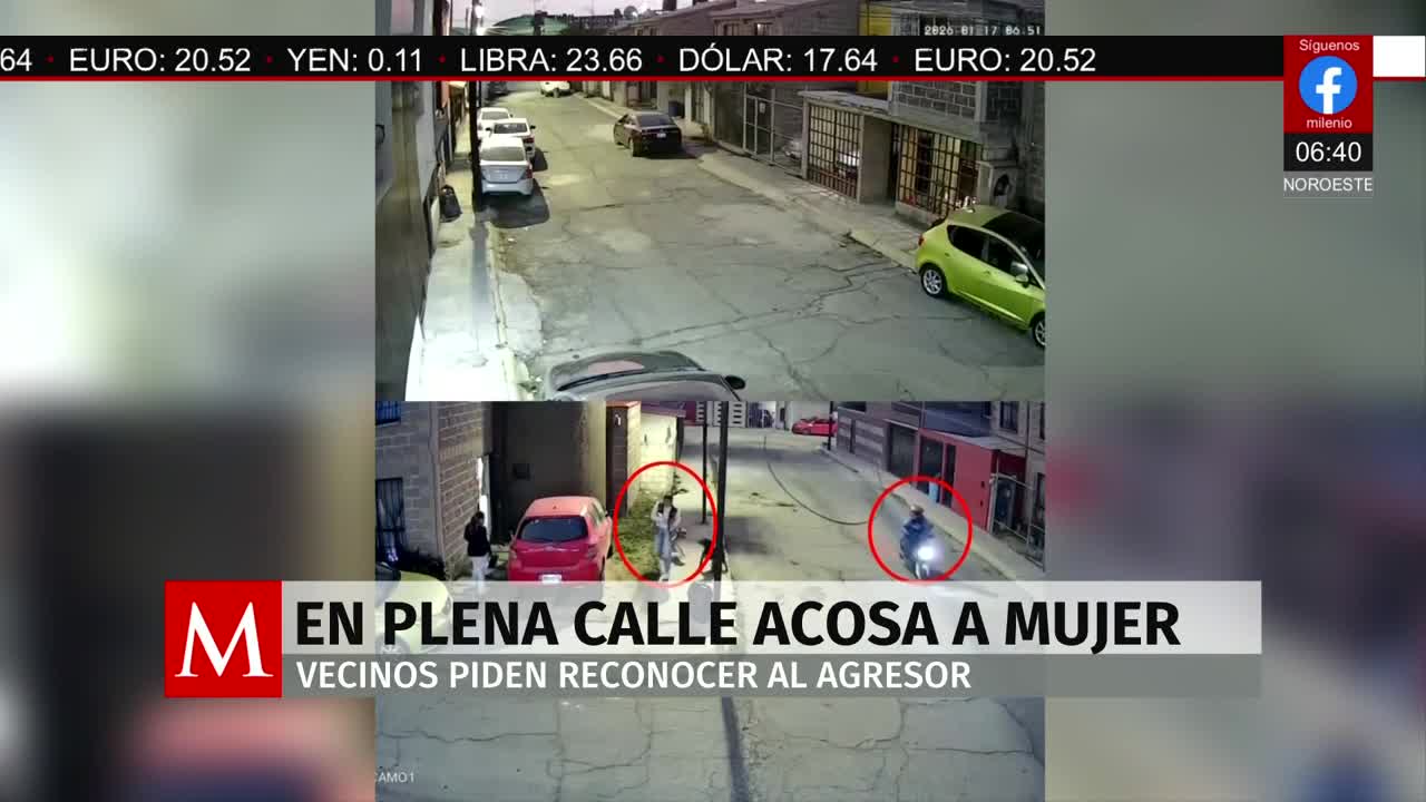 Cámaras captan acoso de motociclista contra mujer en plena calle