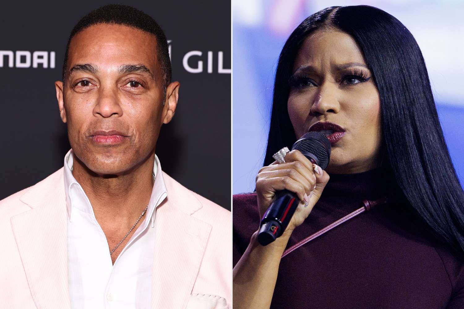 Jamie McCarthy/Getty; Caylo Seals/Getty Don Lemon in NYC in May 2024; Nicki Minaj at Turning Point USA's AmericaFest in Phoenix in December 2025