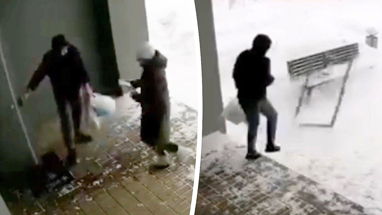Polite gesture saves man from falling window frame