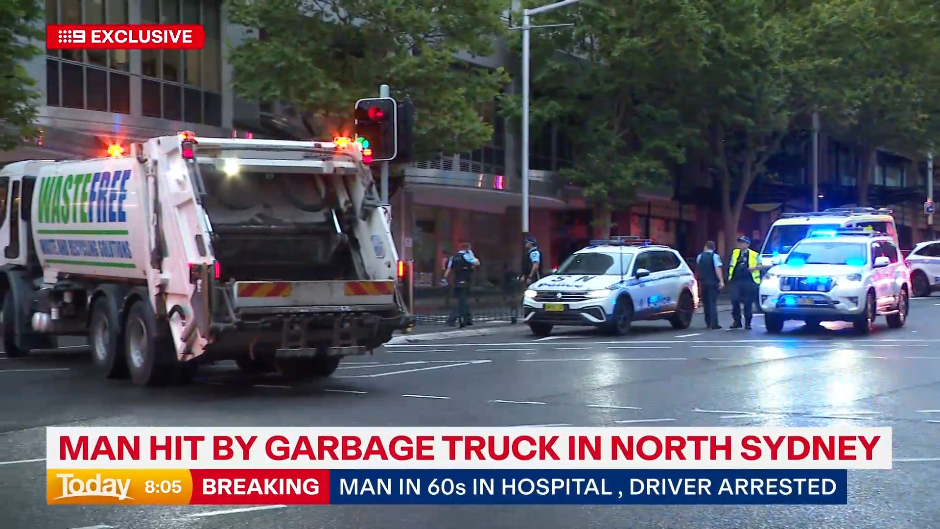 Man dies after being struck by garbage truck in North Sydney