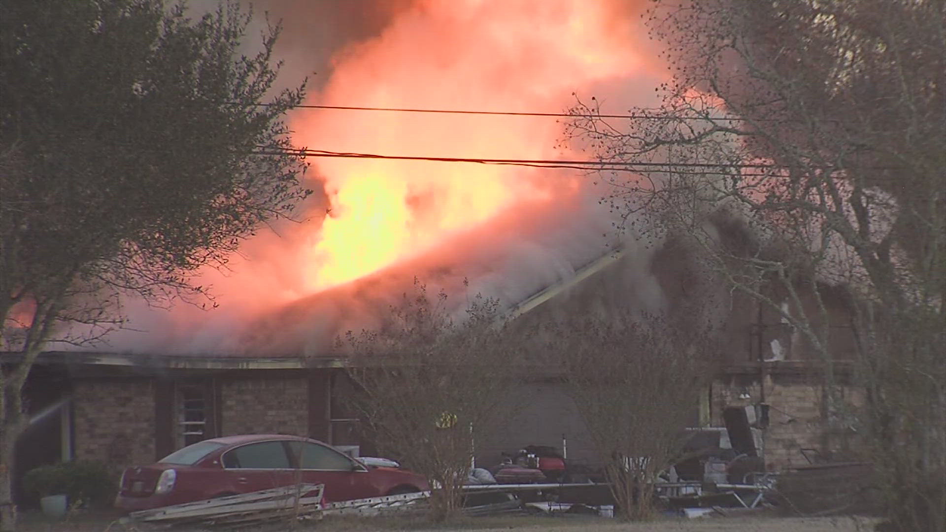 House destroyed in early morning fire just outside Beaumont, one ...