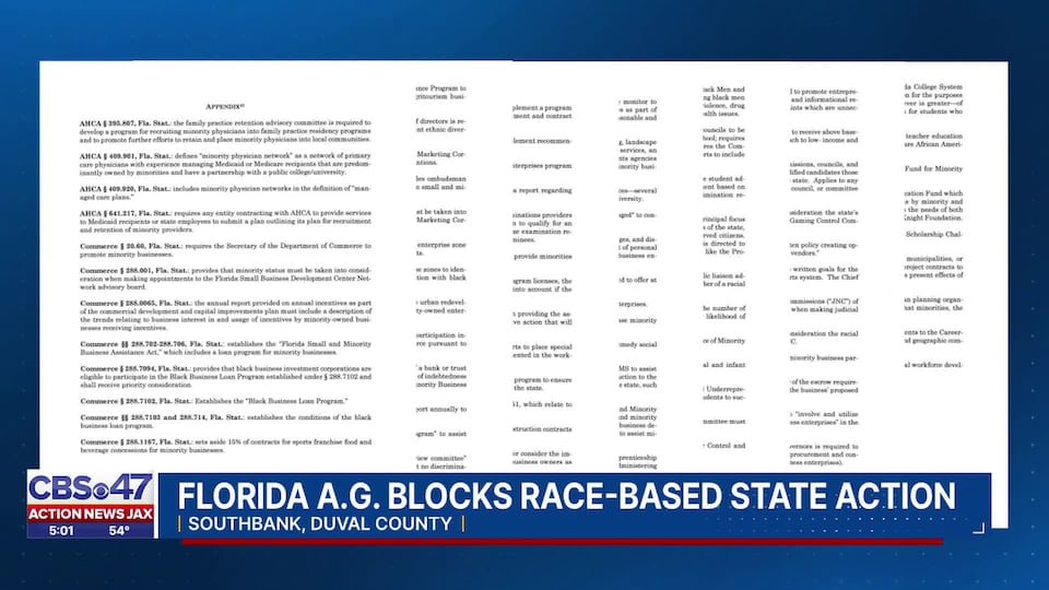 Florida AG declares more than 80 state laws referencing minority ...