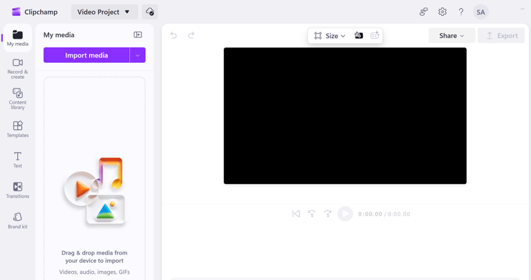 Editing a video in the Clipchamp app in Windows.