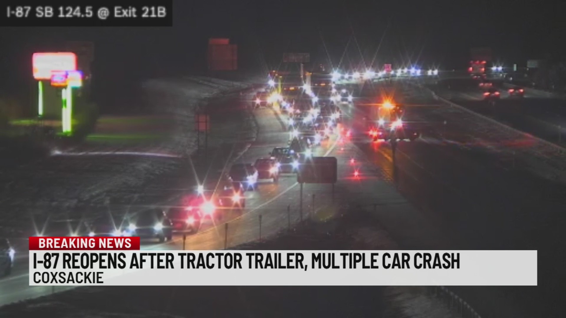 I-87 reopens after tractor trailer, multiple car crash