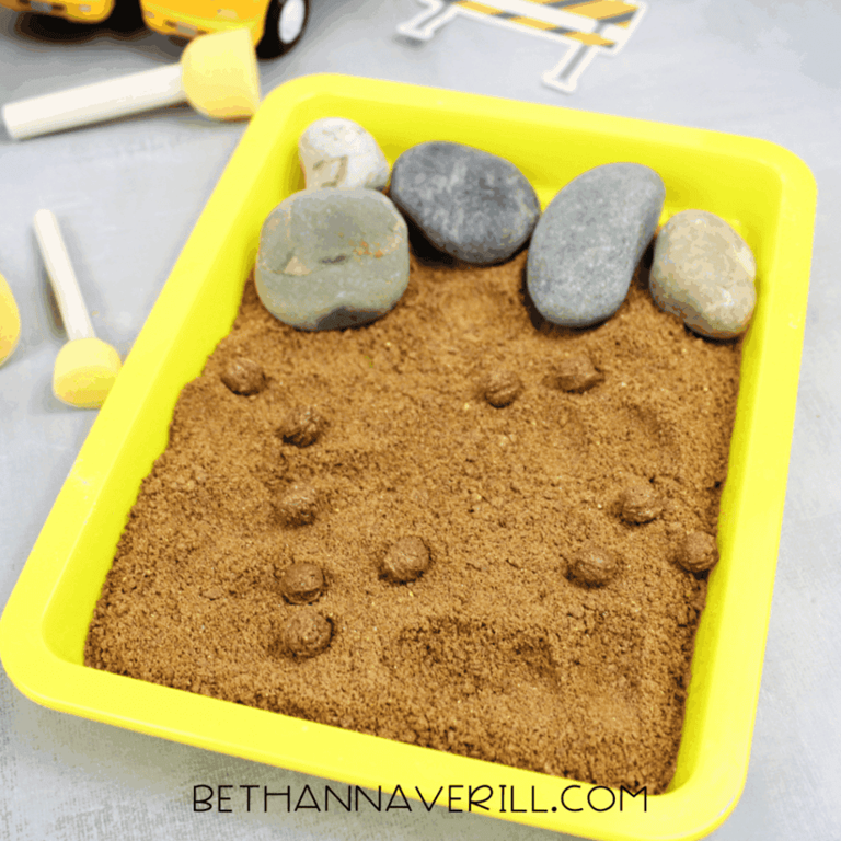 Construction wash sensory bin