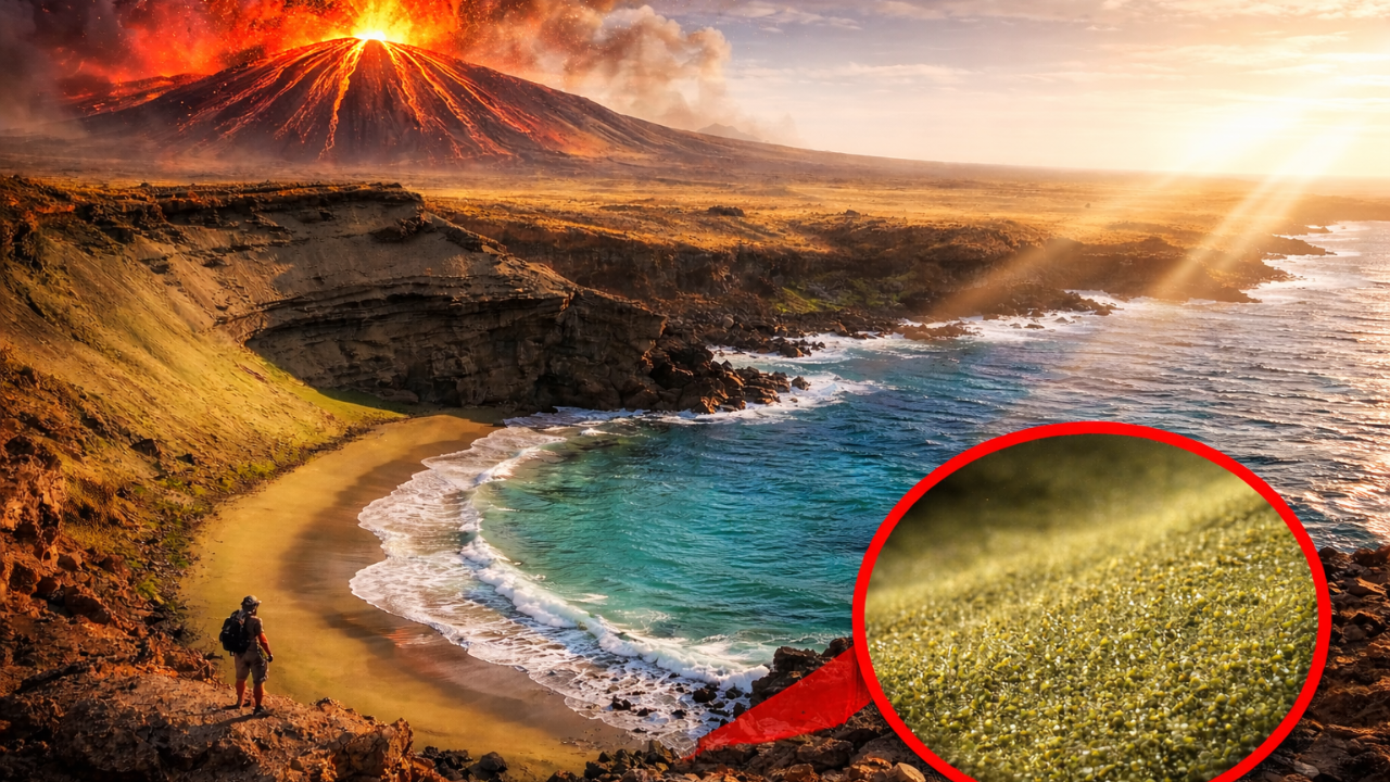 You have to hike 5 miles to see this rare green sand beach