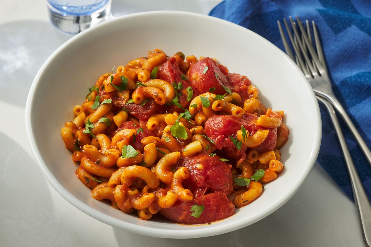 Southern Living Macaroni and Tomatoes in a bowl to serve