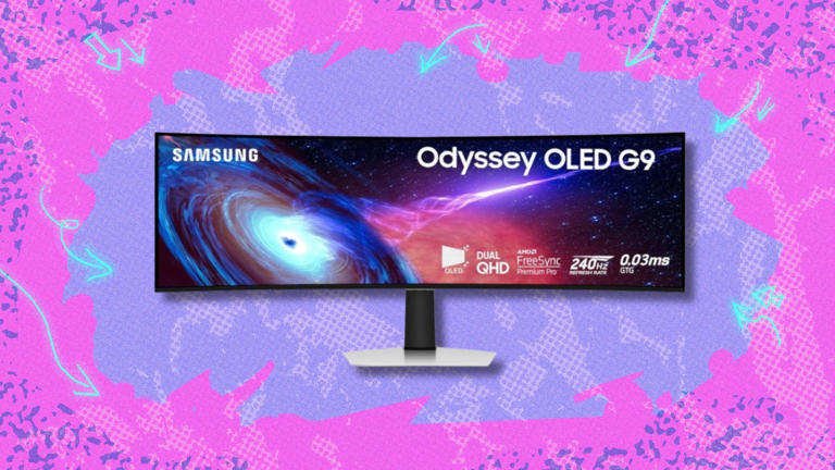 The giant 49-inch Samsung Odyssey OLED G9 curved gaming monitor is ...
