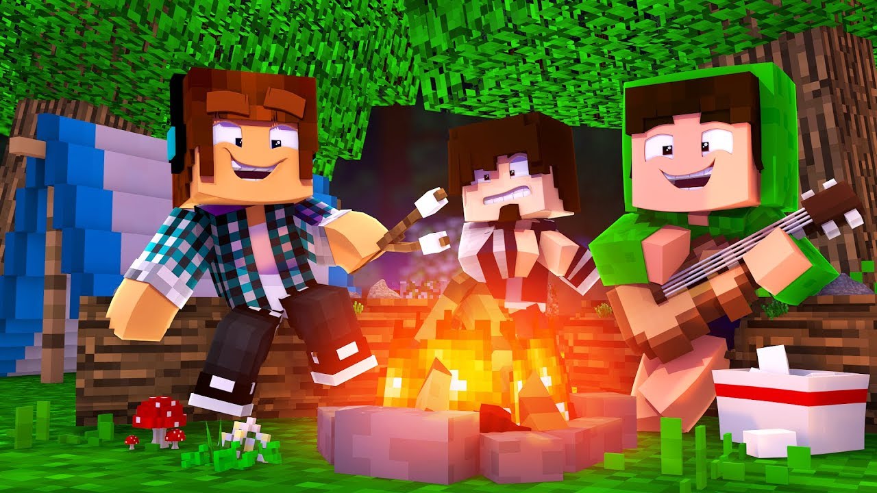 Acampamento dos youtubers no Minecraft!