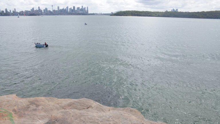 The rock ledge where a 12-year-old boy and his friends were jumping into the water before he was attacked by a shark on Sunday. - Angus Watson/CNN