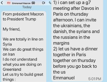 Trump reveals Macron's Greenland text message