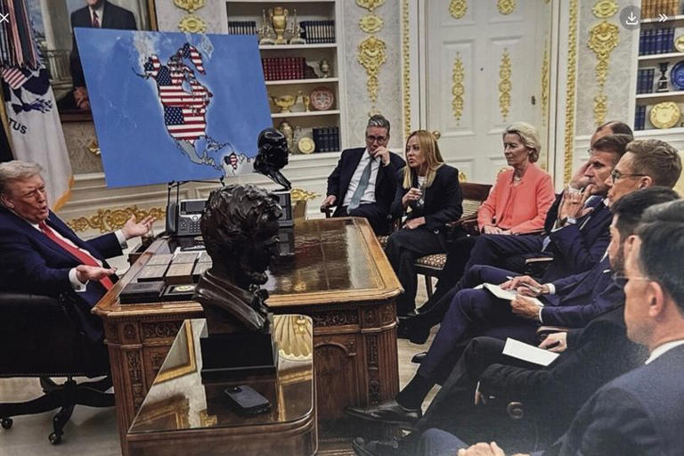 Trump posts 'American empire' AI image showing Venezuela plastered in ...