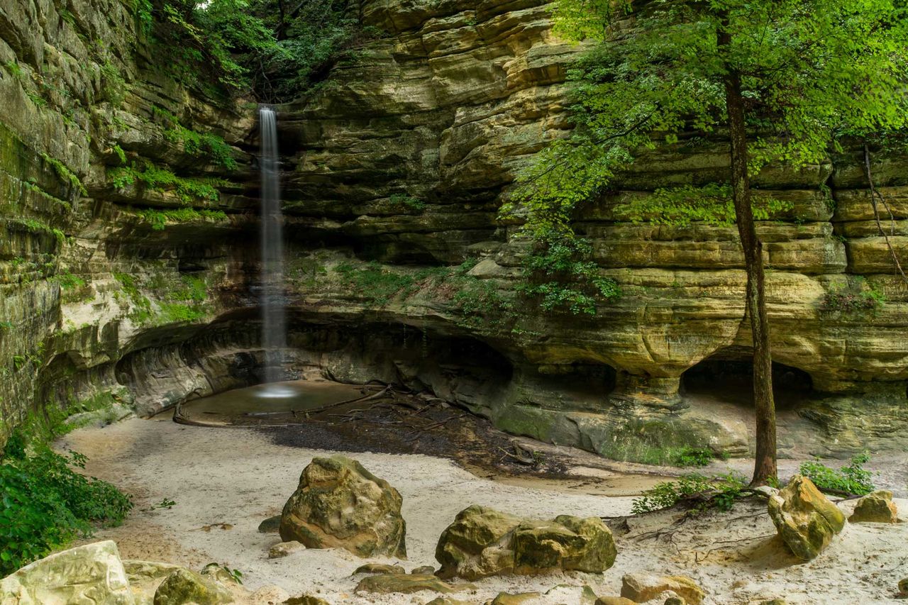 Waterfall From Cliff At Starved Rock State Park