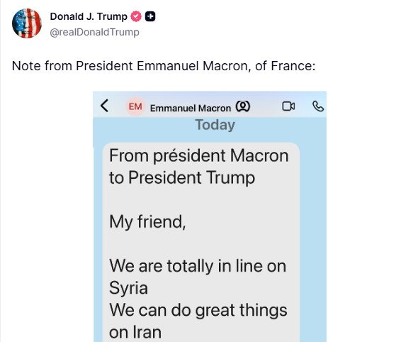 Trump pubblica un messaggio privato di Macron, sui social anche la ...
